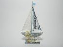 Segelboot aus Holz NATUR-BLAU 66149 13x4x24,5cm