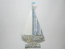Segelboot aus Holz NATUR-BLAU 66147 27x6x50,5cm