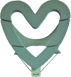 Oasis® Bioline® GRÜN mit Holzunterlage Herz Offen 43x43x4cm 11-07455