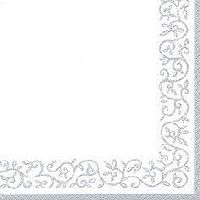 Servietten 33cm Design SILBER-WEISS Romantic Border