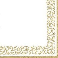 Servietten 33cm Design Gold-Cremeweiss Romantic Border