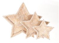 Sternschale aus Holz natur-weiß-gewischt 862308120 3er-Set 41cm+39,5cm H4cm