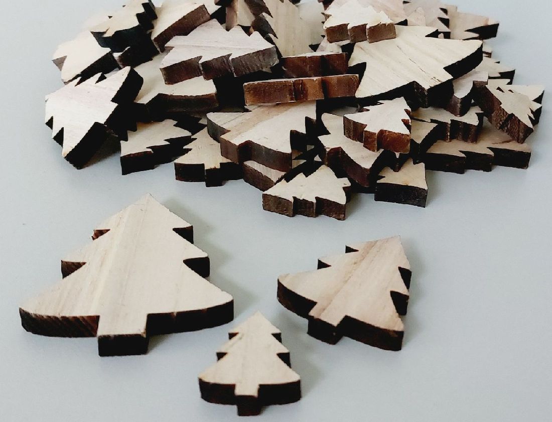 Streusortiment Holz-Mix natur 3cm+4,5cm+6,5cm 630018 Baum/Tanne56 Stück Dicke=0,7cm