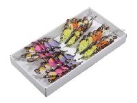Schmetterling Stecker 6-farbig  500020 am Draht 4,5cm  Federschmetterling