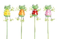 Froschstecker Wippy 4-farbig sortiert mit Wippteil 4,5cm GL:24cm Holz 1020035