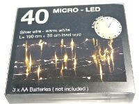 LED Lichterkette 990221 Drahtlichterkette Timer 40 LED 190cm warmweiß 3xAA Bat