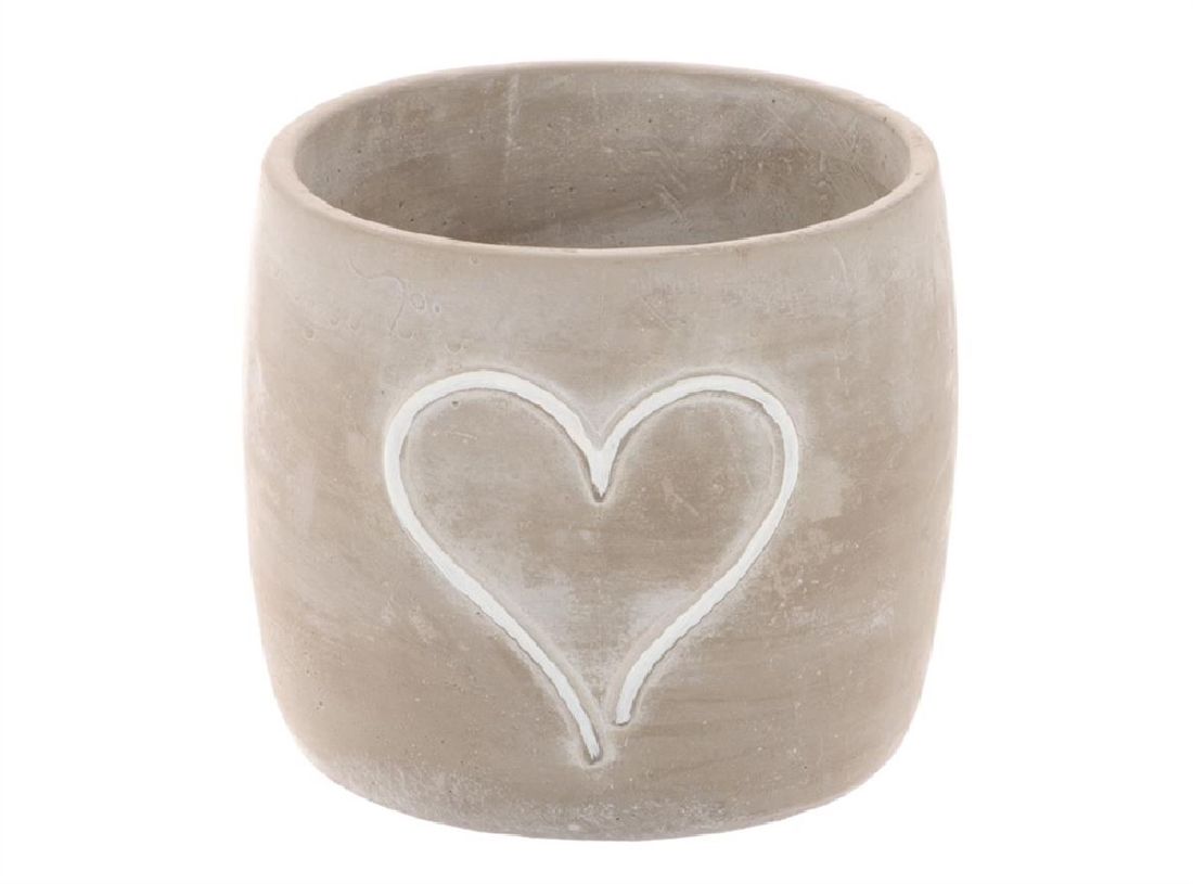 Topf Heartbeat GRAU-WEISS 776400076 Ø12x10,5cm Zement
