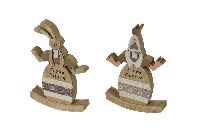 Dekoei Frohe Ostern NATUR 29307 Holz 12x16,5cm mit Hase und Huhn
