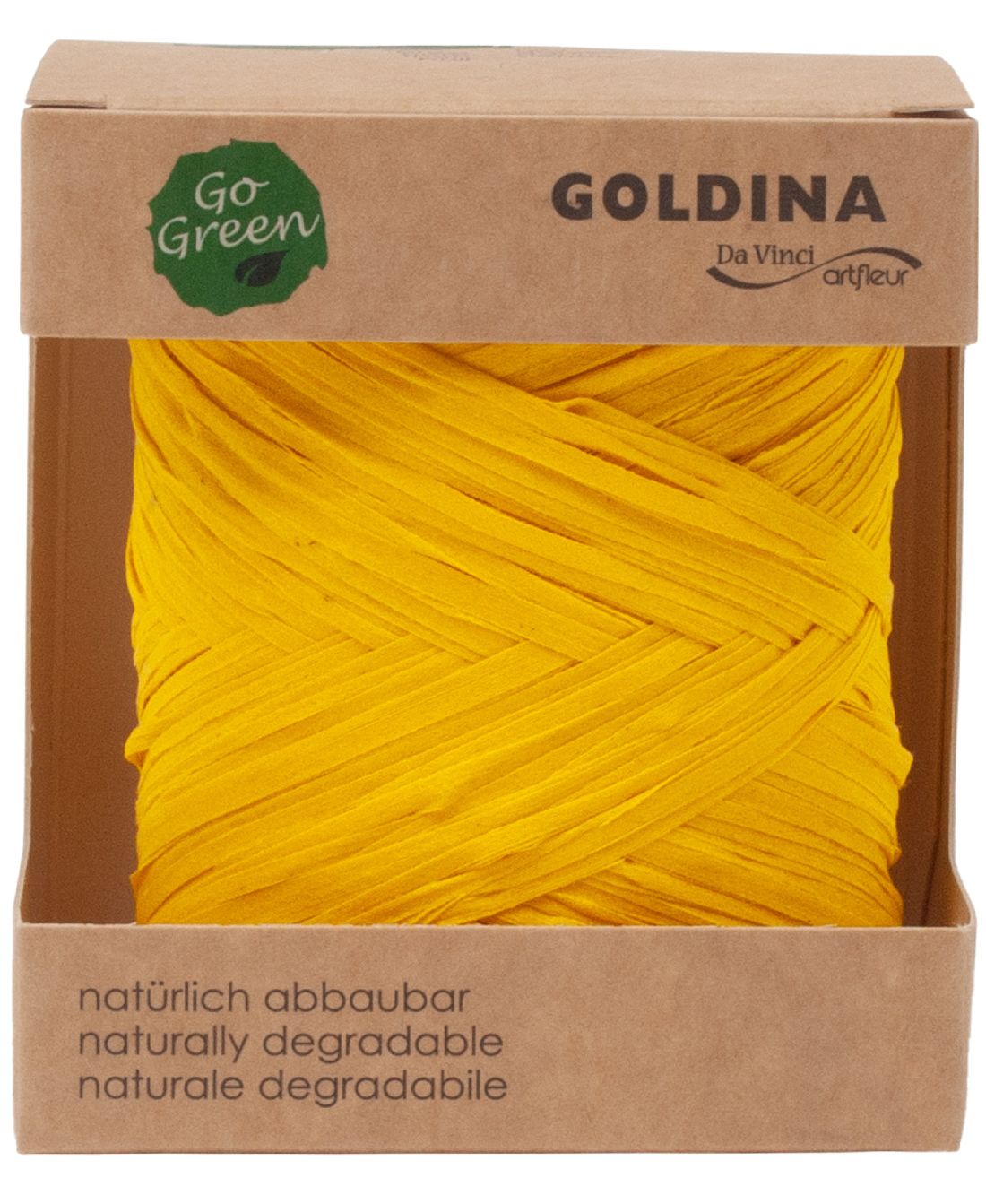 Raffia Band NATURE gelb   biologisch abbaubar B:10mm L: 50 Meter   8207 10
