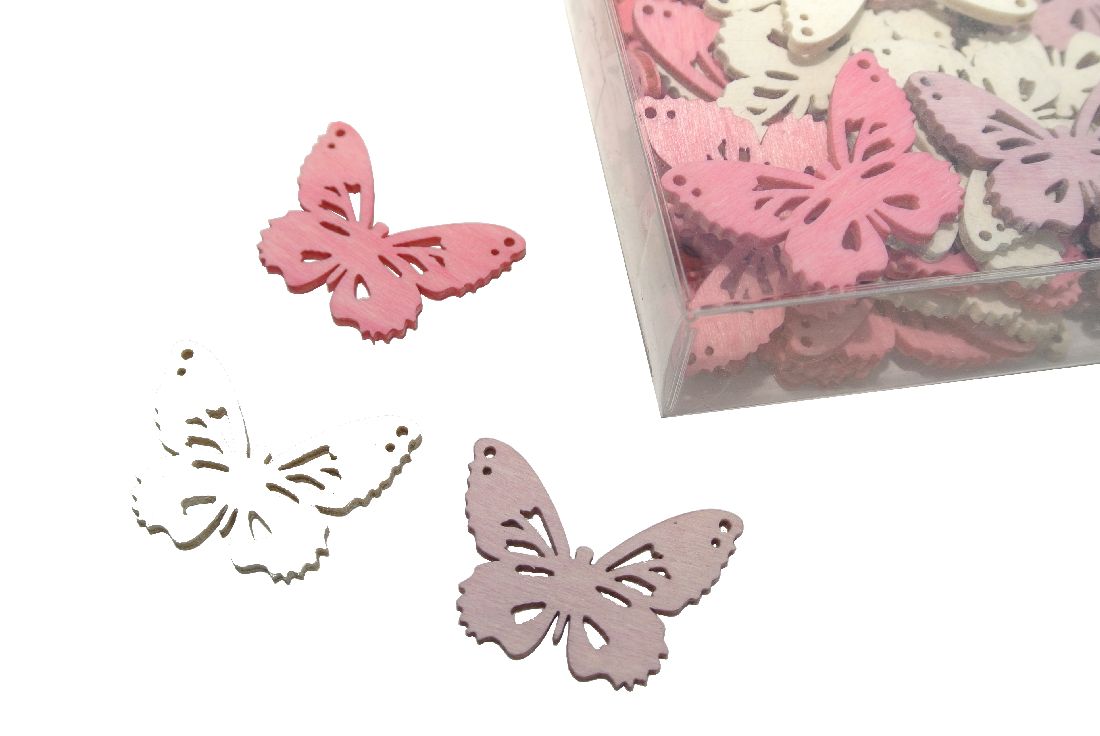 Streudeko Sweet Colour ROSA-WEISS-PINK 11993 Schmetterlinge 4cm Holz