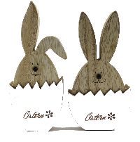 Hase im Ei zum Stellen WEISS-NATUR 66459 9 x 2,5 x 21,5 cm  Holz
