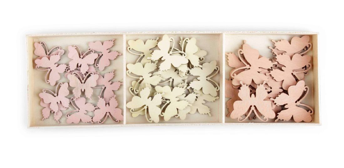 Streudeko Sweet Butterfly ROSA-BEIGE-ARPCOT 20061102 2cm+2,5cm+3cm  Holz