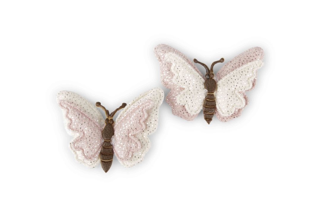 Schmetterling Eleganza ROSA-CREME-GLITZER 20421111 Streudeko 5cm Polyest. zweilag