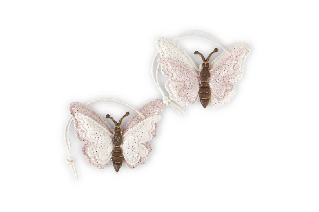 Schmetterling Eleganza ROSA-CREME-GLITZER 20761270 Hänger 5cm Polyest.zweilagig