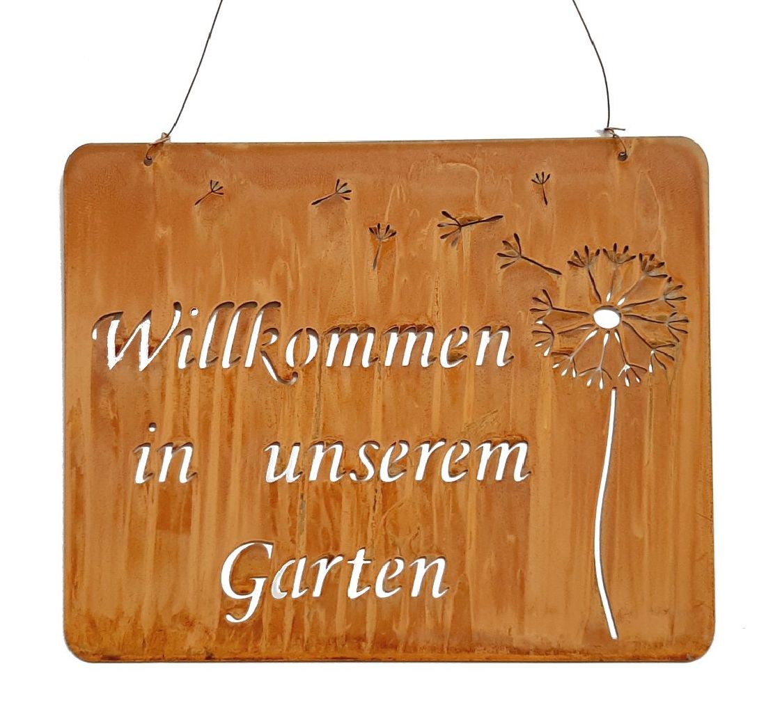 Rostschild Willkommen...Garten Willkommen in unserem Garten 31xH25cm +25cm Hänger 560264