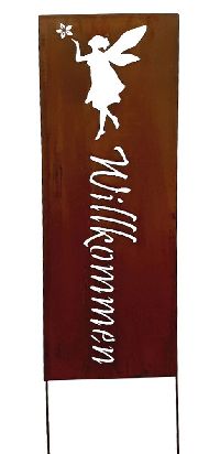 Stele Willkommen mit Elfe Naturrost 78167 Roststele 22xGL82,5cm Gartenstecker Meta