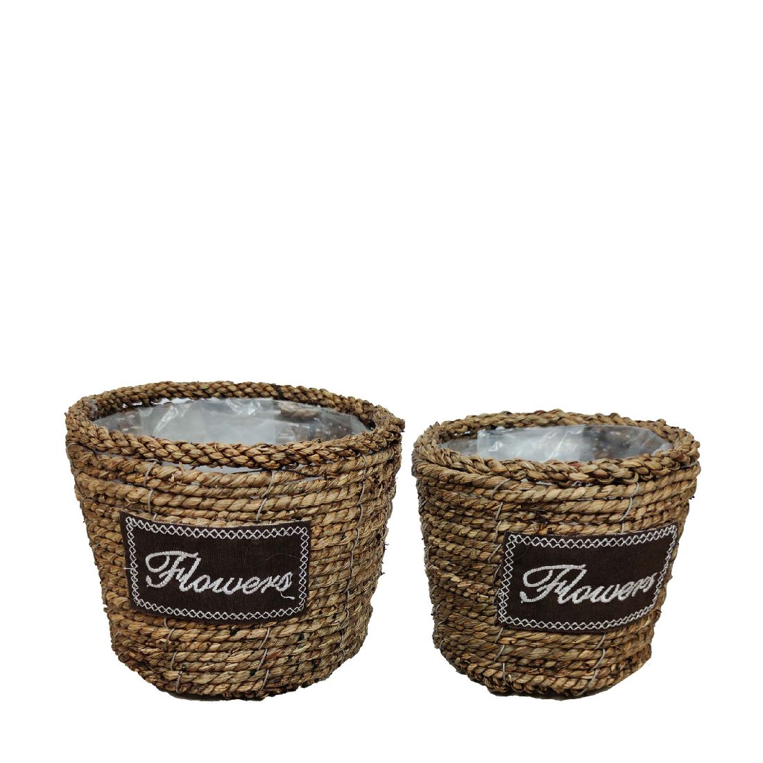 Pflanzkorb Flowers S/2 BRAUN-SCHWARZ 50585 mit Folie Ø20x16,5cm