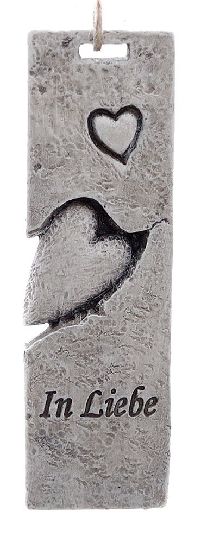 Gedenkanhänger mit Herz GRAU 80459 Poly 4x1x12,5cm In Liebe