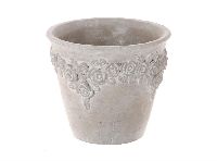 Topf mit Rosenumrandung GRAU-WEISS 862237053 Ø15xH13,5cm Zement