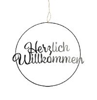 Metallring Herzlich Willkommen SCHWARZ Ø30cm