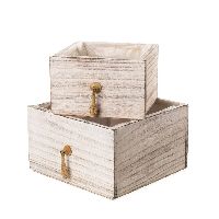 Schublade mit Metallgriff S/2 natur-weiss-gewischt 84148 16x14x10cm + 21x19x14,5cm