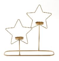Teelichthalter Sternepromenade gold 862386 2er  30x10x29cm  Metall