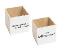 Holzkiste mit Aufschrift WEISS-SCHWARZ 2er-Sortierung LIEBLINGSMENSCH 12x12x12cm