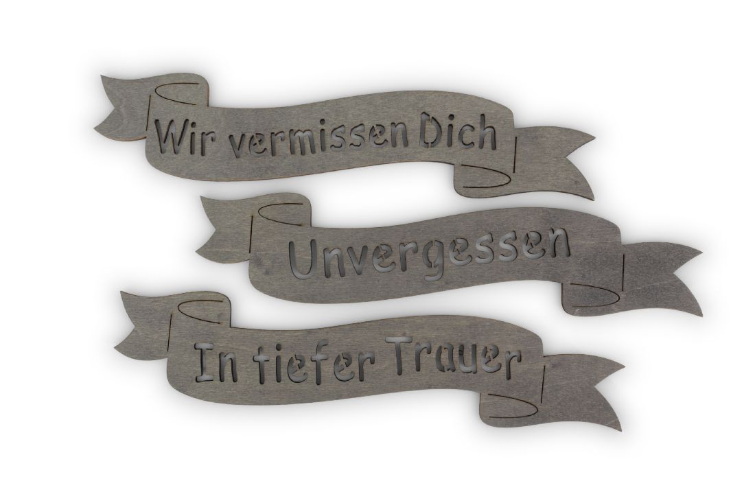 Schriftrolle mit Spruch 22765302 In Liebe Unvergessen 4,5x20cm Holz In tiefer Trauer