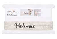 Band mit Schriftzug WELCOME creme-schwarz B:35mm L:7m   22 Schriftzüge