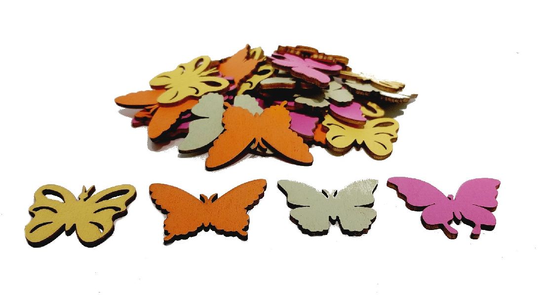Schmetterling Sweet Butterfly rosa-gelb-grün-orange 862408 4x0,3cm Streudeko Holz