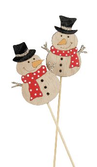 Schneemann mit Zylinder natur-schwarz-gold 23894304 am Pick 6x7,5cm GL:30,5cm