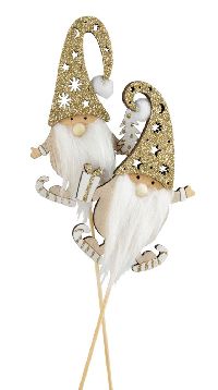 Funkelwichtel Stecker gold-glimmer-weiß 23994300 7,3x11cm GL:33cm Holz