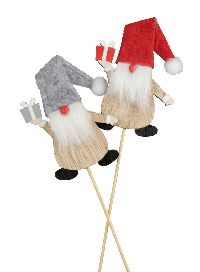 Geschenkewichtel am Pick grau-weiß + rot-weiß 25474318 6,5x7,5cm GL:27,5cm Holz