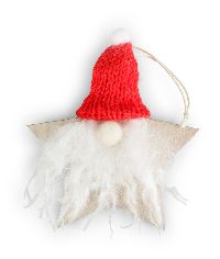 Stern Wichtelbart rot-weiss-natur 25764229 Hänger 10cm Holz