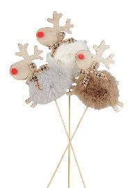 Rentier Wallis am Pick grau-creme-braun 25764304 8x8cm GL:30cm Holz-Poly