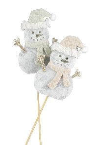 Schneemann Stecker Winterwelt creme-grau 25894315 6cm GL:36cm Filz 2er-Sortierun